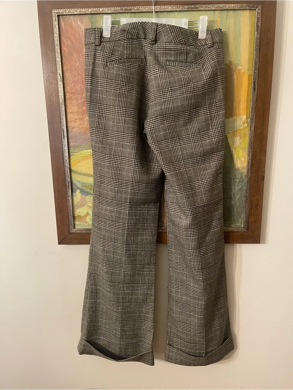 J. Crew Wide Leg Plaid Pants in Gray City Fit